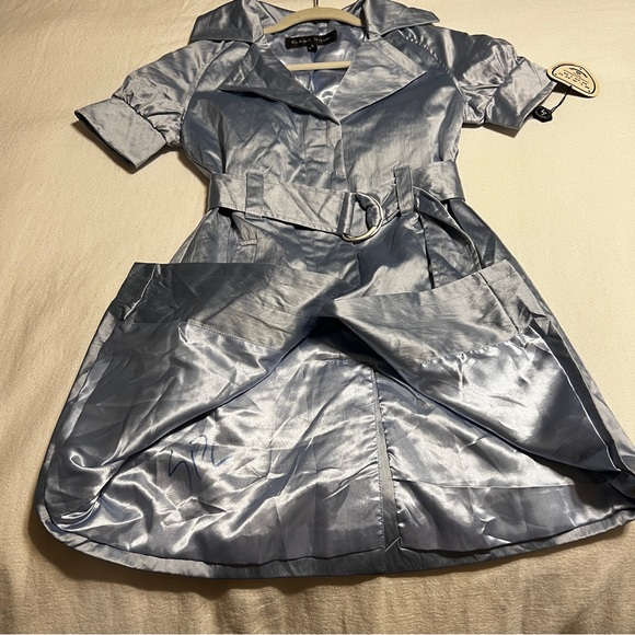Blanc Noir NWT SAMPLE trench style dress. Blue SIZE SMALL - Picture 6 of 7